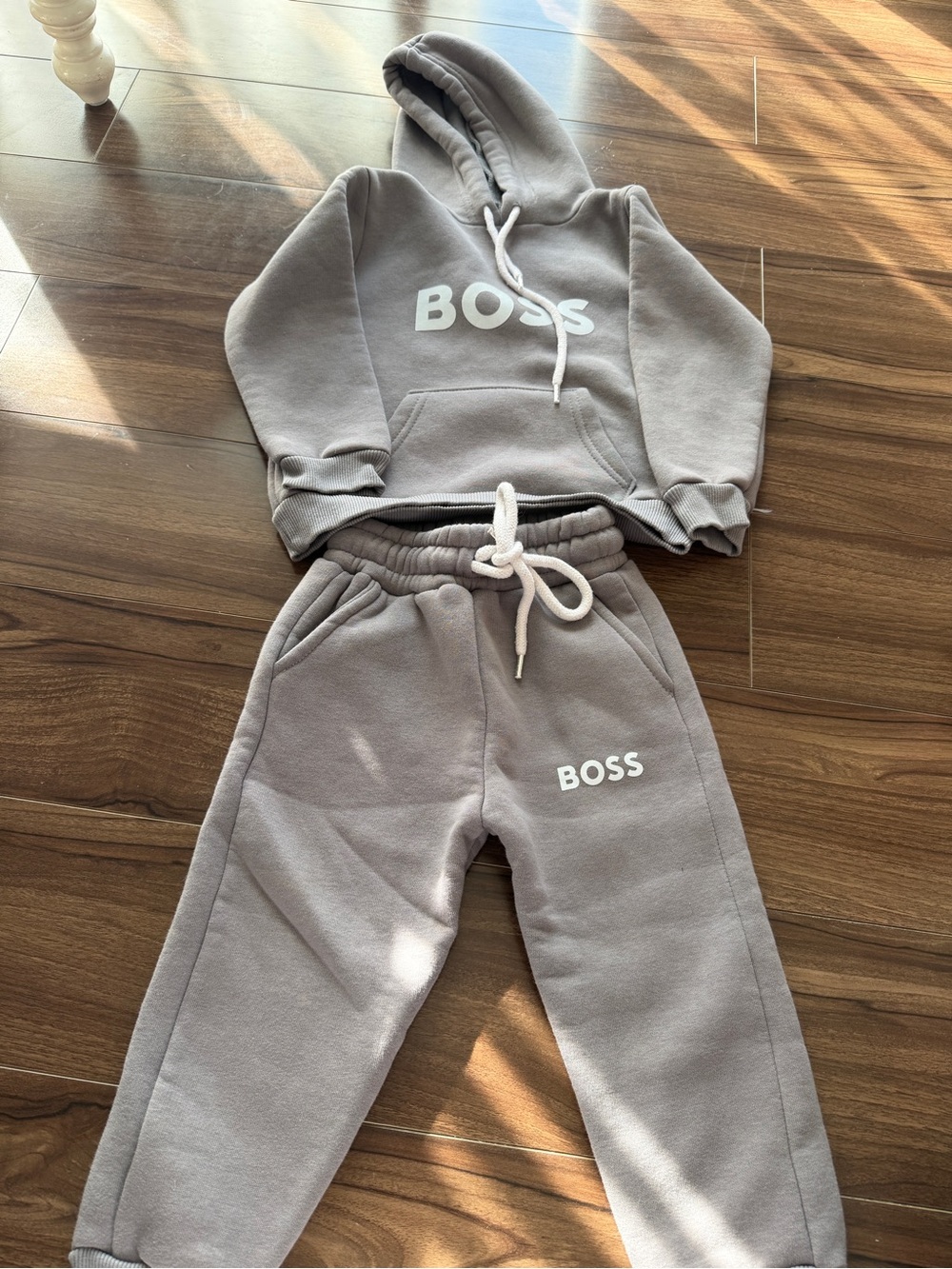 BOSS Kids Gray Fleece Hoodie & Joggers Set